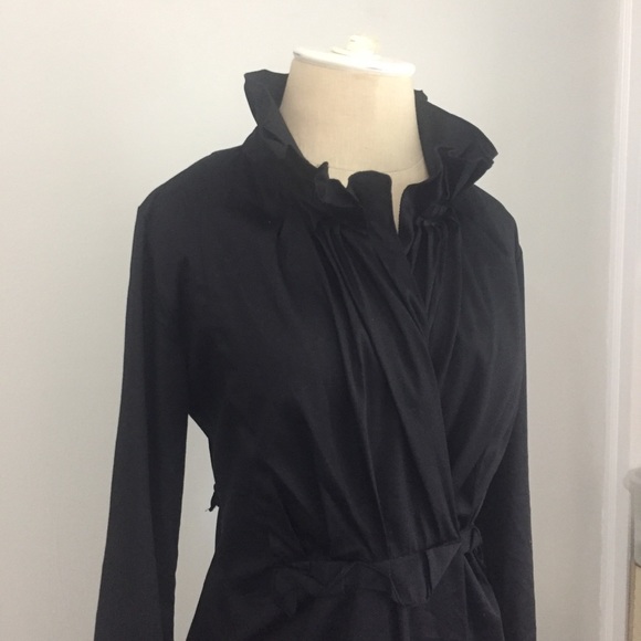 Ellie Tahari Black Ruffle Collar Dress Size 4 - Picture 2 of 7